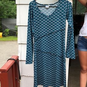 Teal blue and white dress